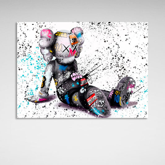 Interior doll KAWS graffiti Canvas Wall Art Print