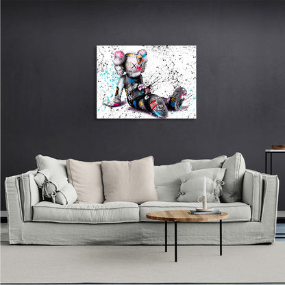 Interior doll KAWS graffiti Canvas Wall Art Print