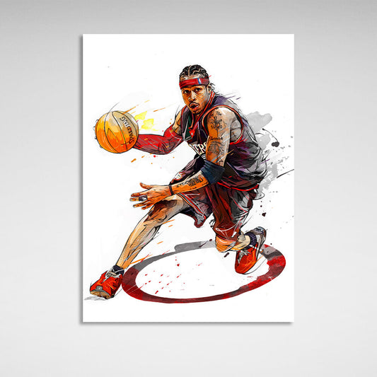 Basketball player Allen Iverson Canvas Wall Art Print