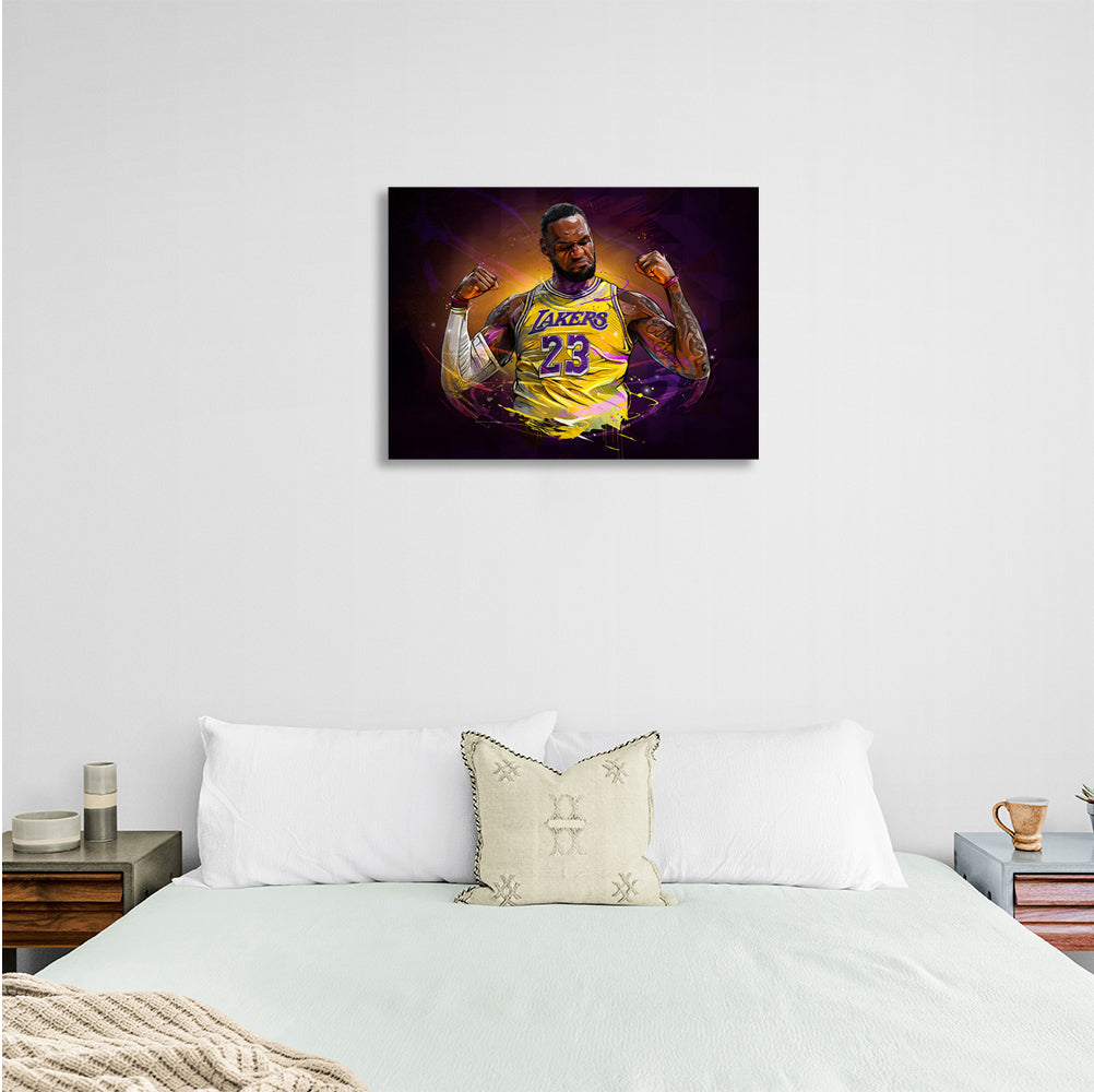 Los Angeles Lakers basketball player LeBron James Canvas Wall Art Print