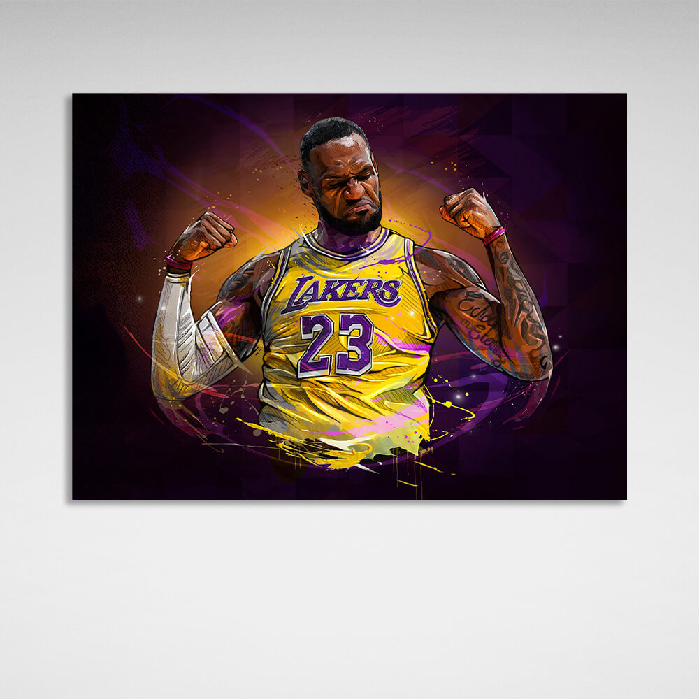 Los Angeles Lakers basketball player LeBron James Canvas Wall Art Print