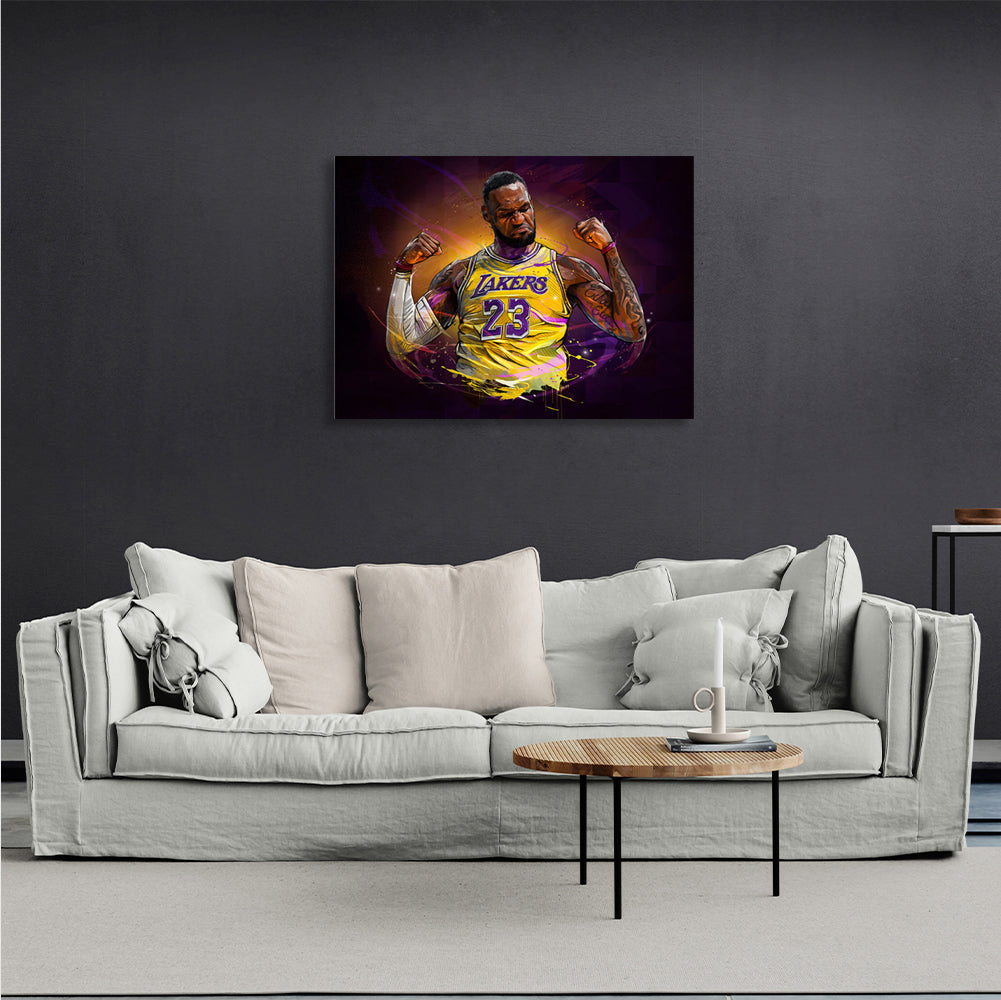 Los Angeles Lakers basketball player LeBron James Canvas Wall Art Print