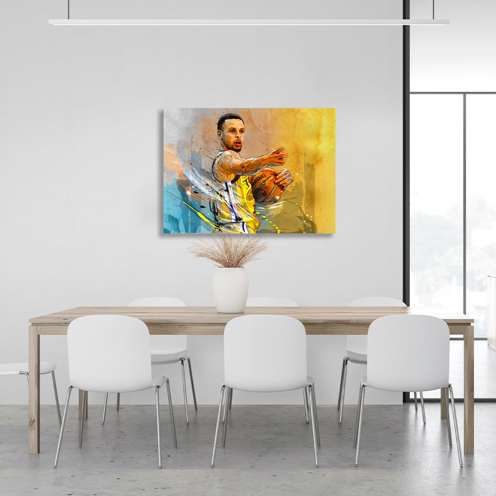 Basketball player Stephen Curry Golden State Warriors Canvas Wall Art Print