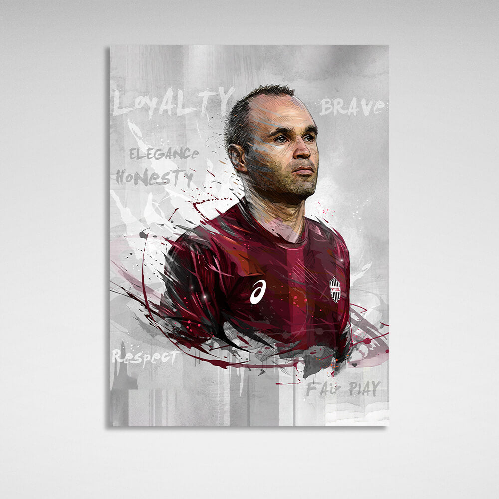 Footballer Andres Iniesta Canvas Wall Art Print