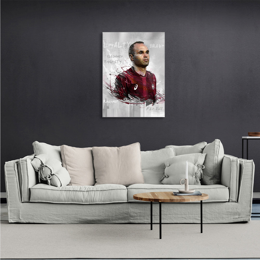 Footballer Andres Iniesta Canvas Wall Art Print