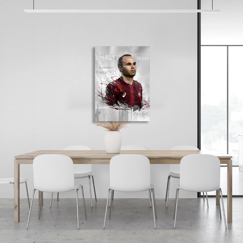 Footballer Andres Iniesta Canvas Wall Art Print