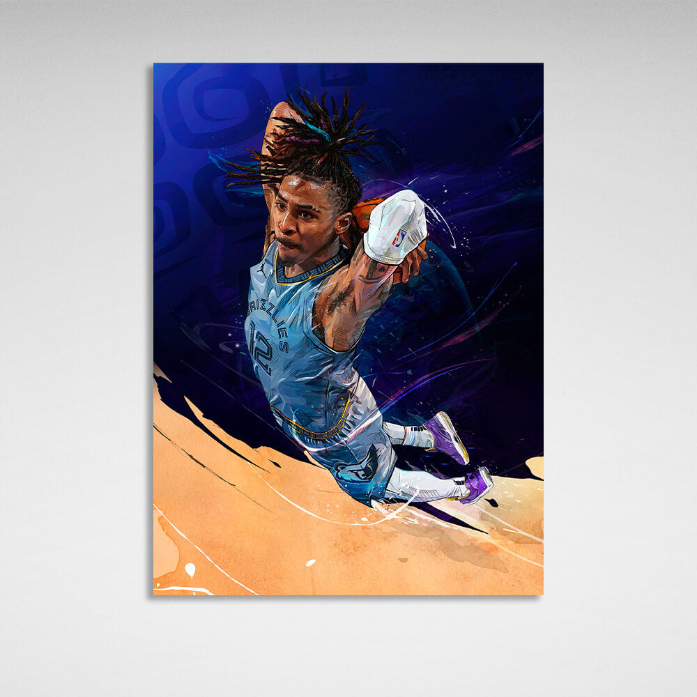 Basketball player Jah Morant Canvas Wall Art Print