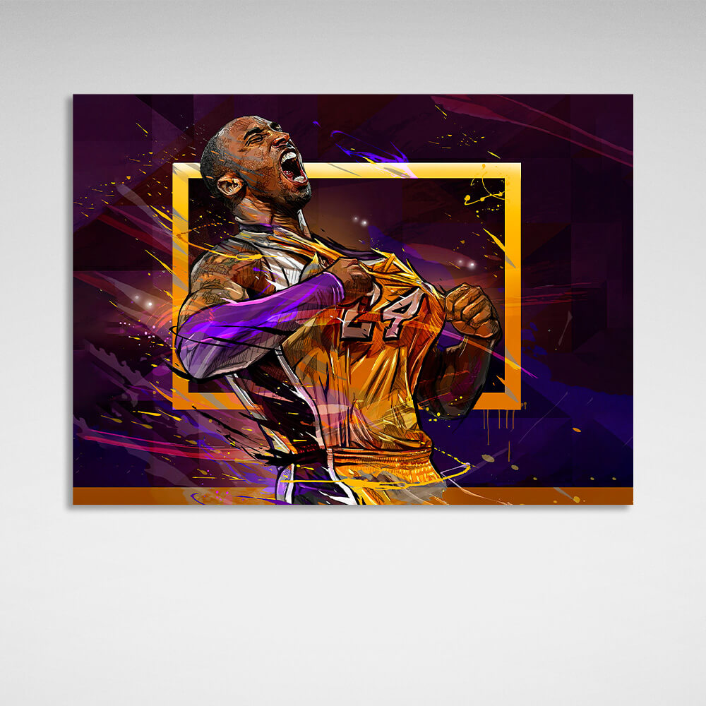 Basketball player Los Angeles Lakers Kobe Bryant Canvas Wall Art Print