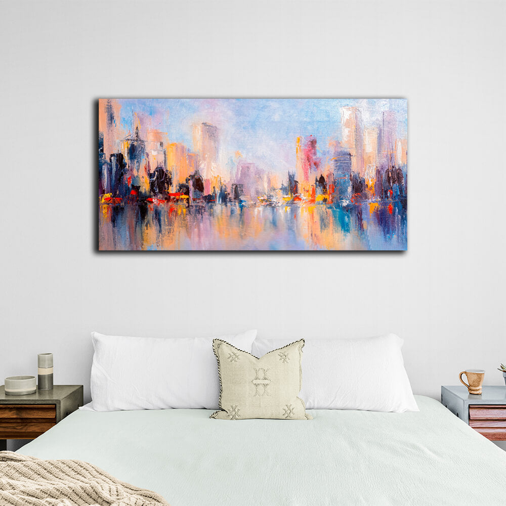 For home Skyline city view Canvas Wall Art Print