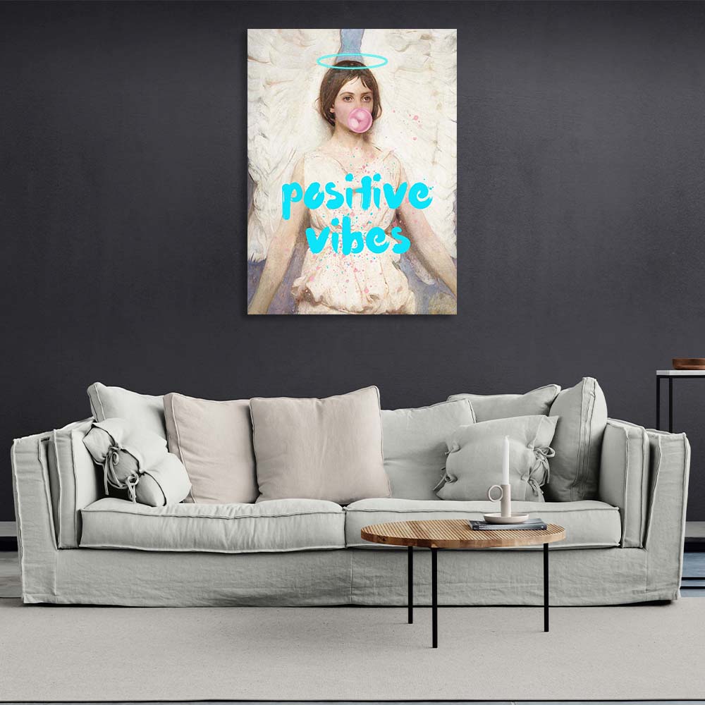 Canvas Wall Art Print Angel with gum. Positive vibes