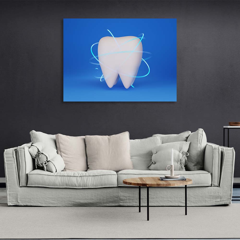 For dentistry tooth on a light blue background Canvas Wall Art Print