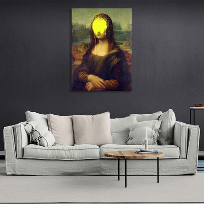 Canvas Wall Art Print Mona Lisa with yellow paint on her face