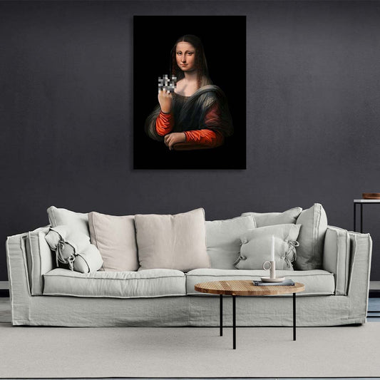 Canvas Wall Art Print Mona Lisa shows f*ck