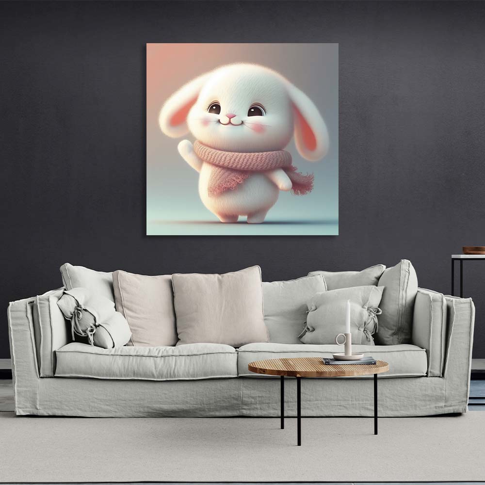 To the children's room Bunny in a scarf Canvas Wall Art Print