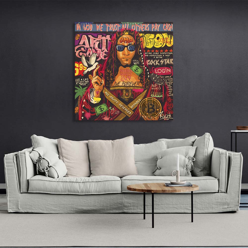 Pop Art Savior of the world with bitcoin Canvas Wall Art Print