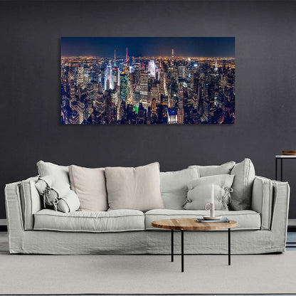 Canvas Wall Art Print View of night skyscrapers