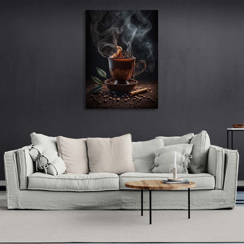 Canvas Wall Art Print For Kitchen Cup of coffee with chocolate