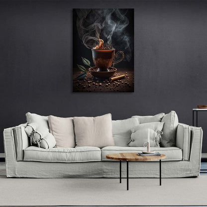 Canvas Wall Art Print For Kitchen Cup of coffee with chocolate