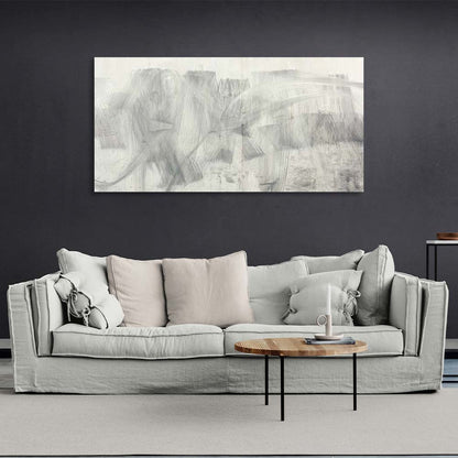 Abstraction Canvas Wall Art Print Abstract horizontal Gray brushstrokes