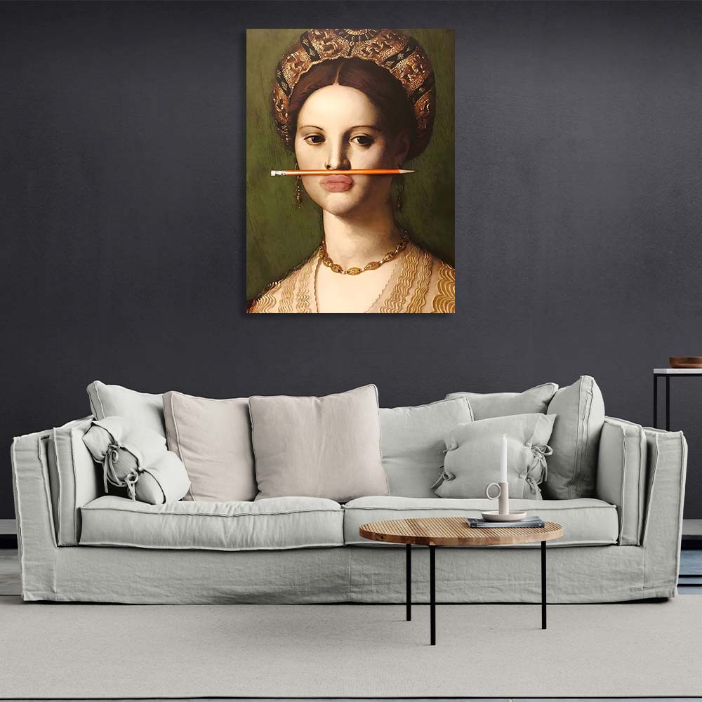 Canvas Wall Art Print Lady Medici with pencil