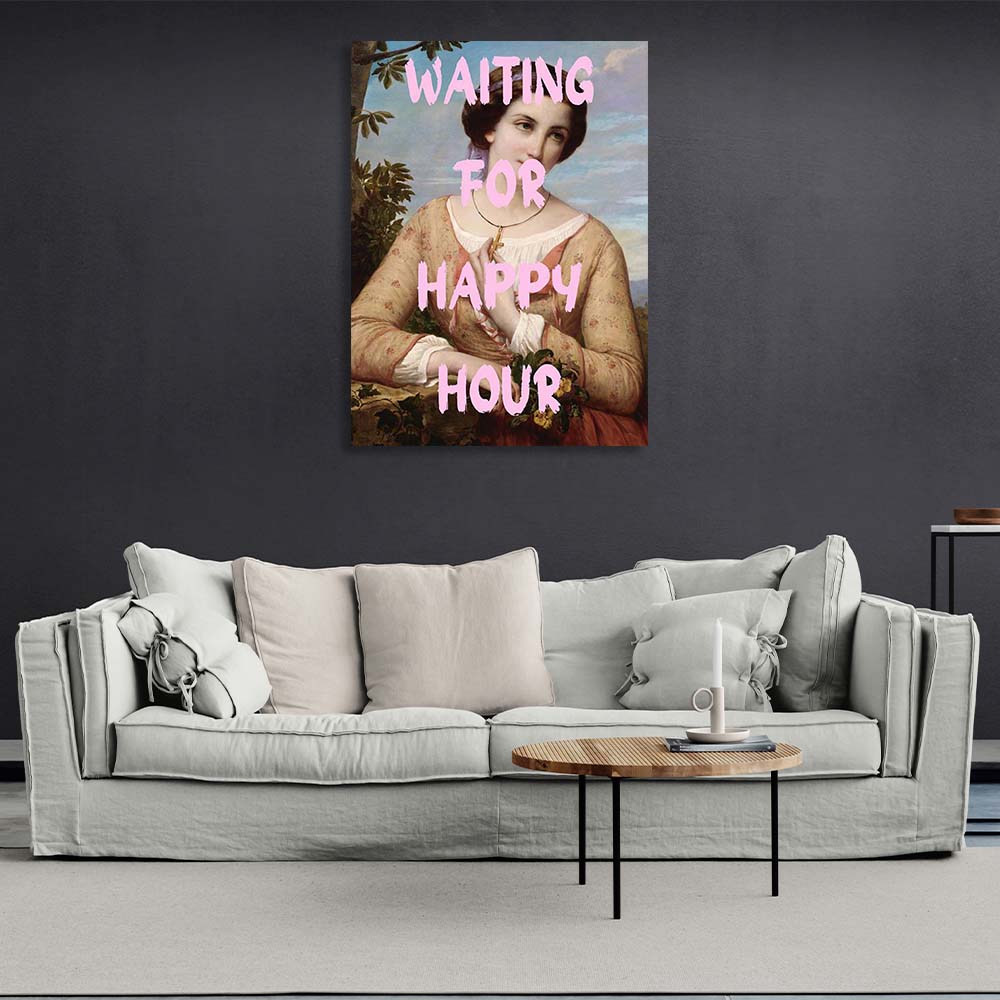 Canvas Wall Art Print Waiting for the happy hour