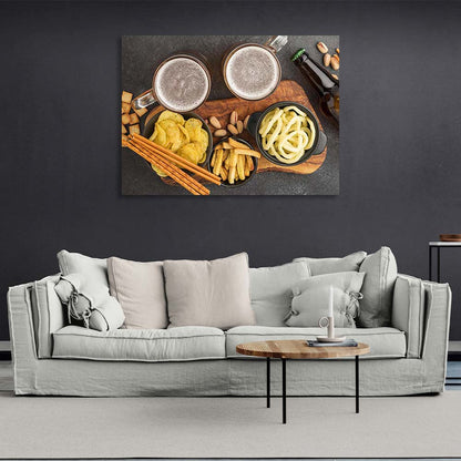 Canvas Wall Art Print For Kitchen Snacks with beer