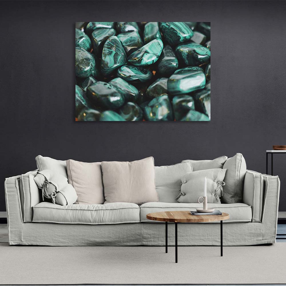 Canvas Wall Art Print Malachite pebbles