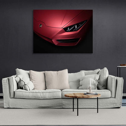 Canvas Wall Art Print front headlight red Lamborghini