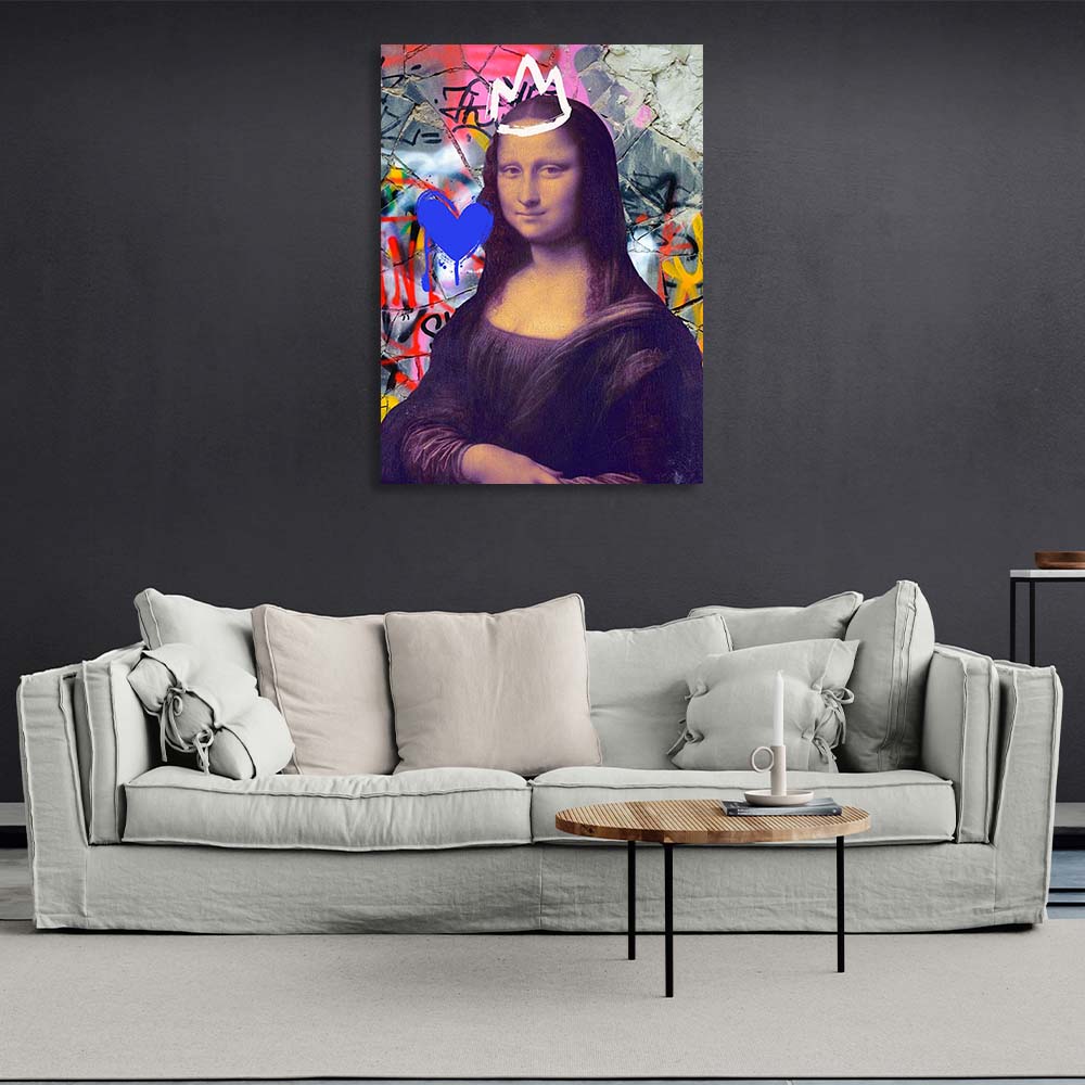 Canvas Wall Art Print Mona Lisa on the background of cracked wall in Garffiti