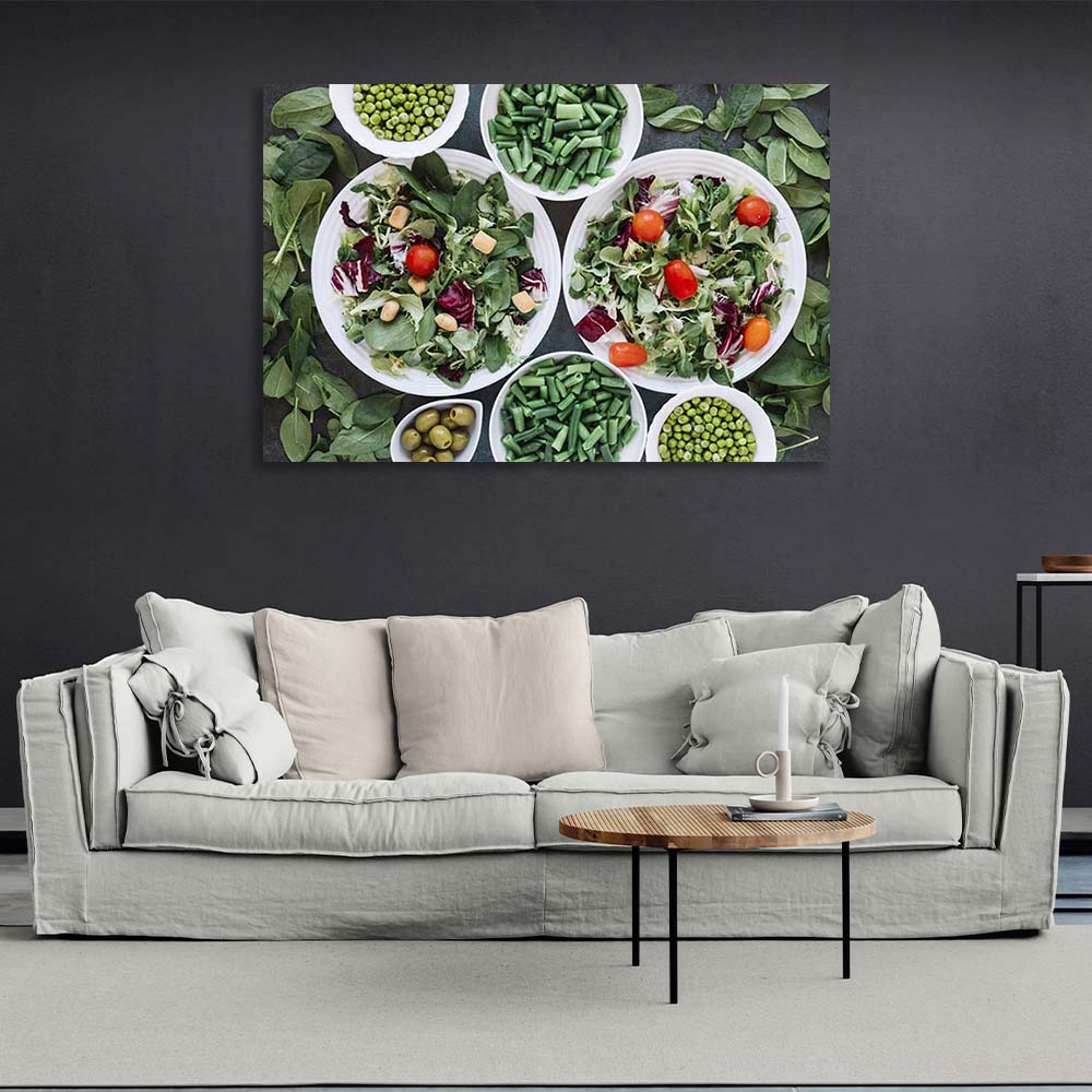 Canvas Wall Art Print For Kitchen 2 salads for lunch