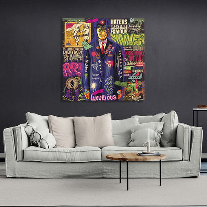 Pop art Son of Man with bitcoin Canvas Wall Art Print