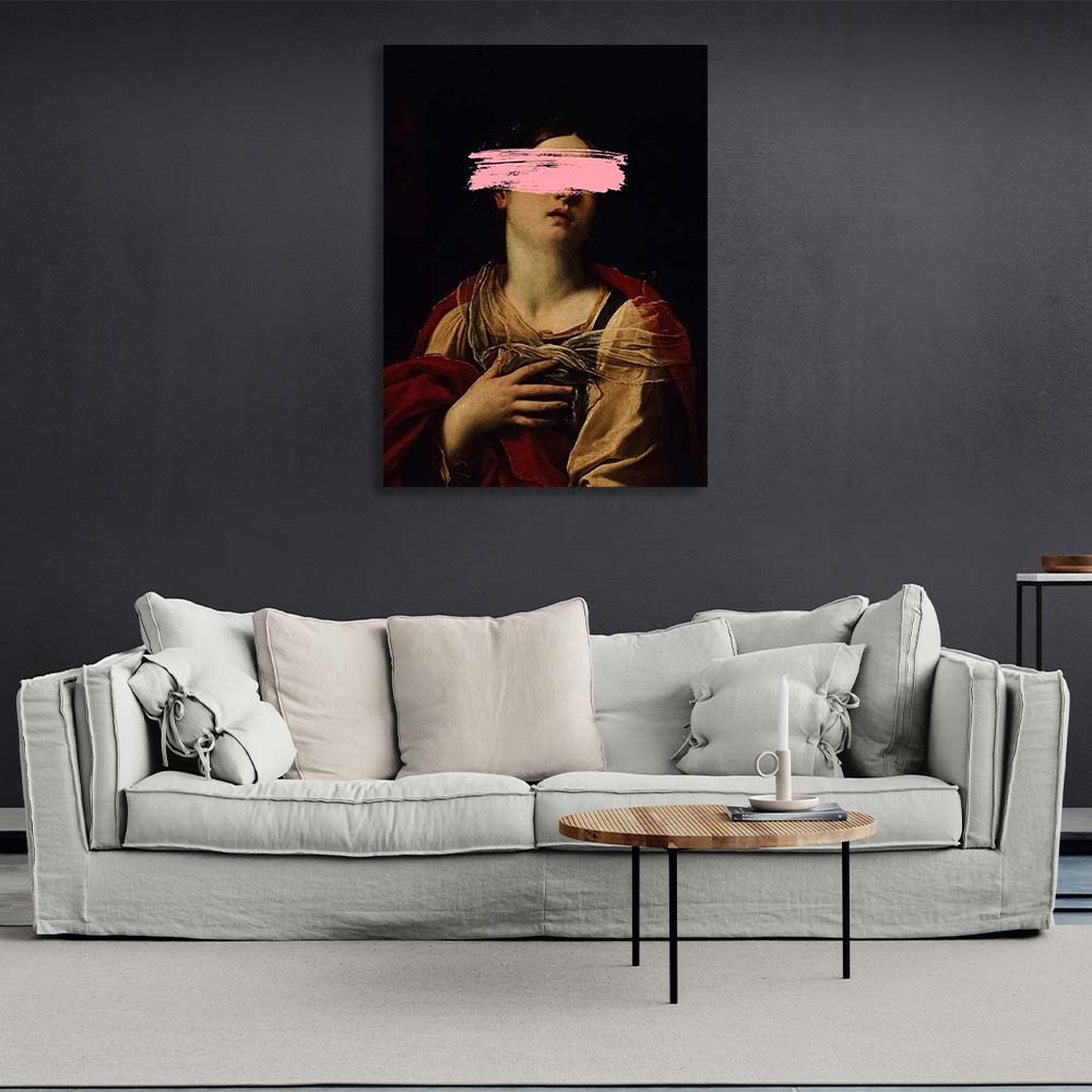 Canvas Wall Art Print St. Margaret with pink paint on her face