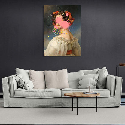 Canvas Wall Art Print Maid of honor with pink paint on her face