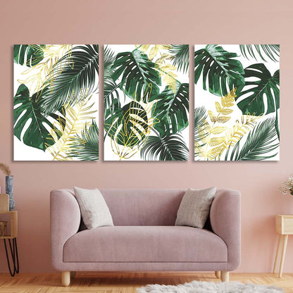 Multi Panel Canvas Wall Art Print Tropical Leaves