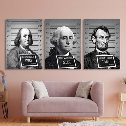 Multi Panel Canvas Wall Art Print Portraits of U.S. Presidents