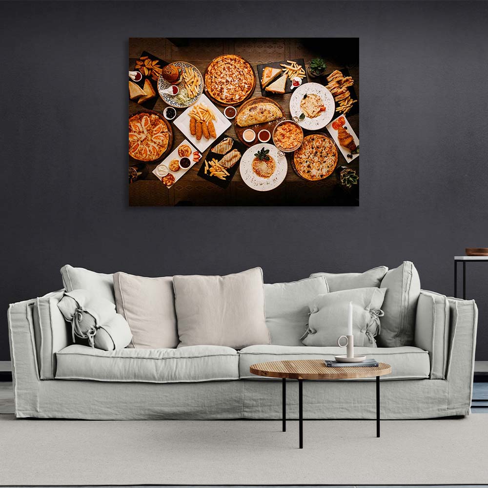 Canvas Wall Art Print For Kitchen A variety of baked goods for tea