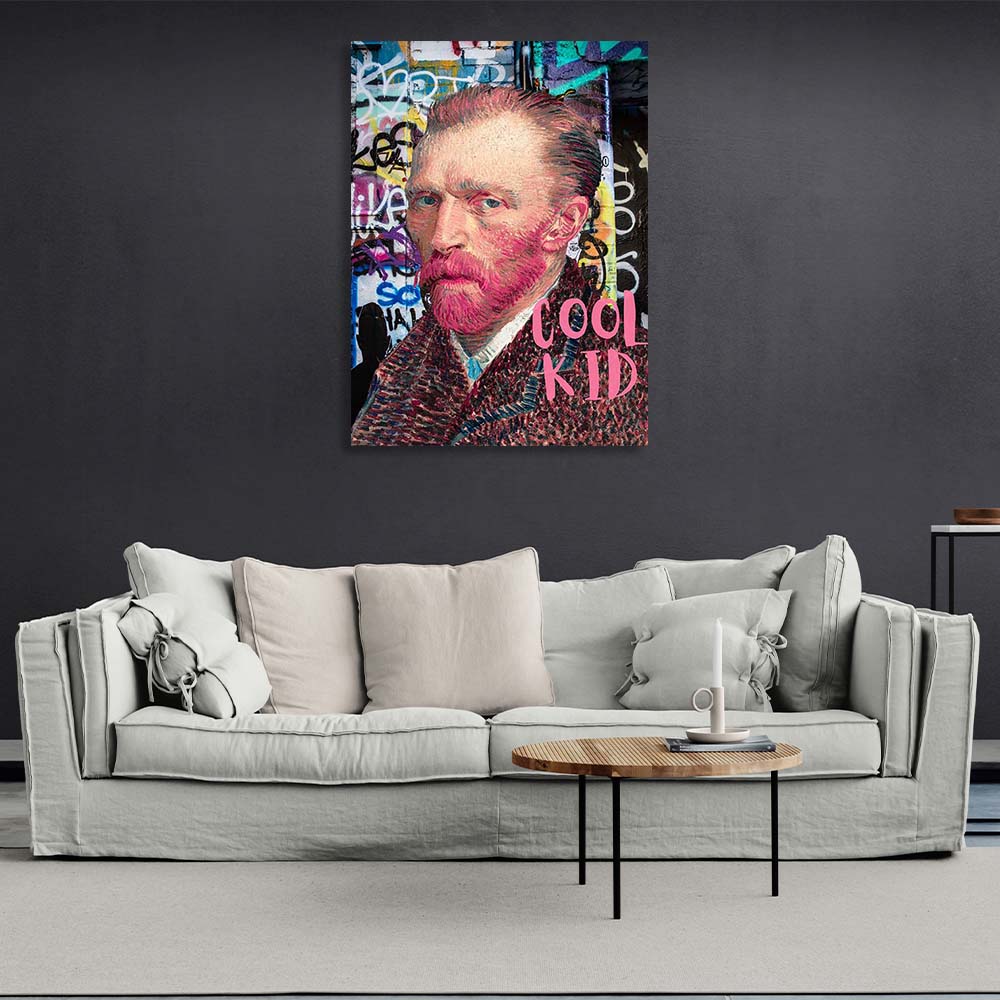 Canvas Wall Art Print Self-Portrait of Van Gogh on the background of graffiti