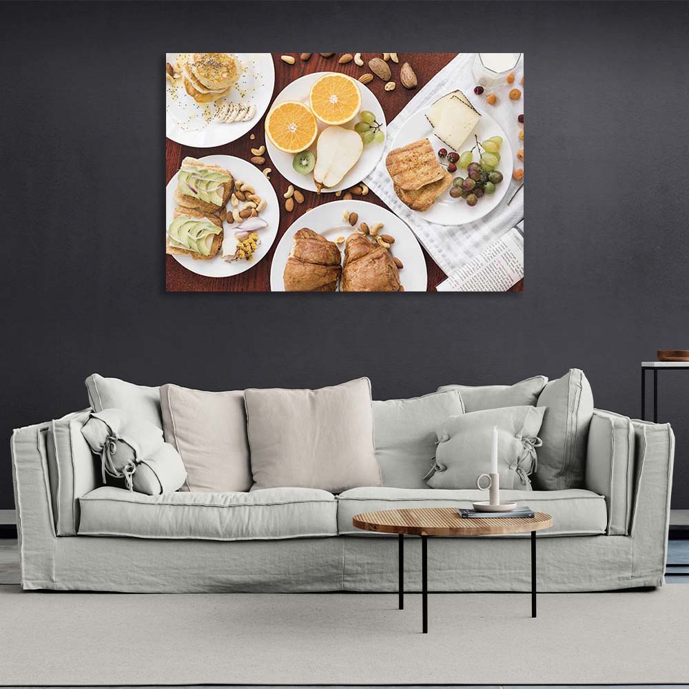 Canvas Wall Art Print For Kitchen Fruits and pastries