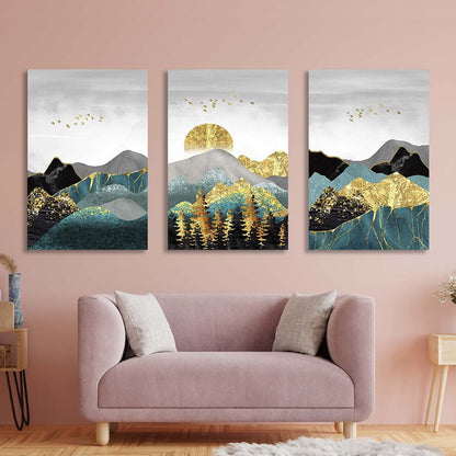 Multi Panel Canvas Wall Art Print Abstract hills