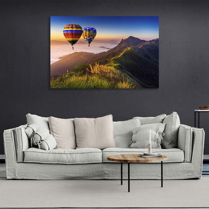 Canvas Wall Art Print 2 balloons over the mountains