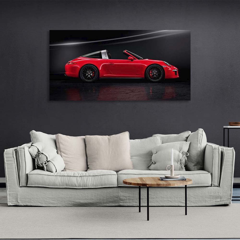 Canvas Wall Art Print Car red Porsche 911 Targa 4 GTS