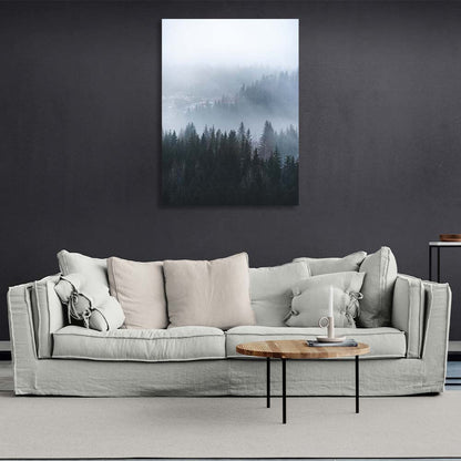 Canvas Wall Art Print Fog coming down from the mountains vertical