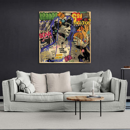 Pop art statue of David with bitcoin Canvas Wall Art Print