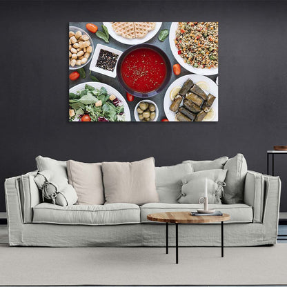 Canvas Wall Art Print For Kitchen Healthy Dinner