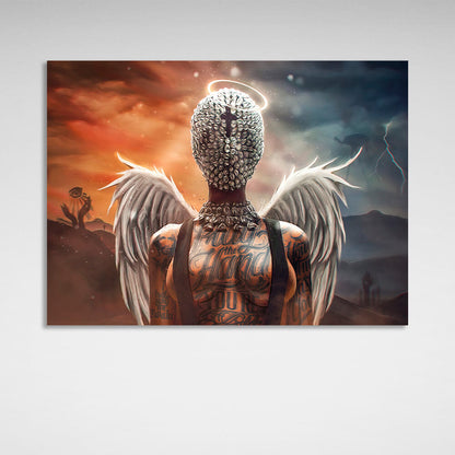 Angel girl in a tattoo Canvas Wall Art Print