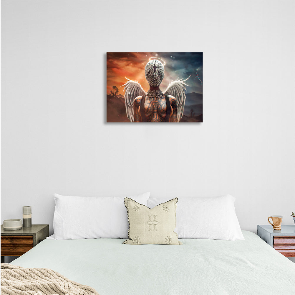 Angel girl in a tattoo Canvas Wall Art Print