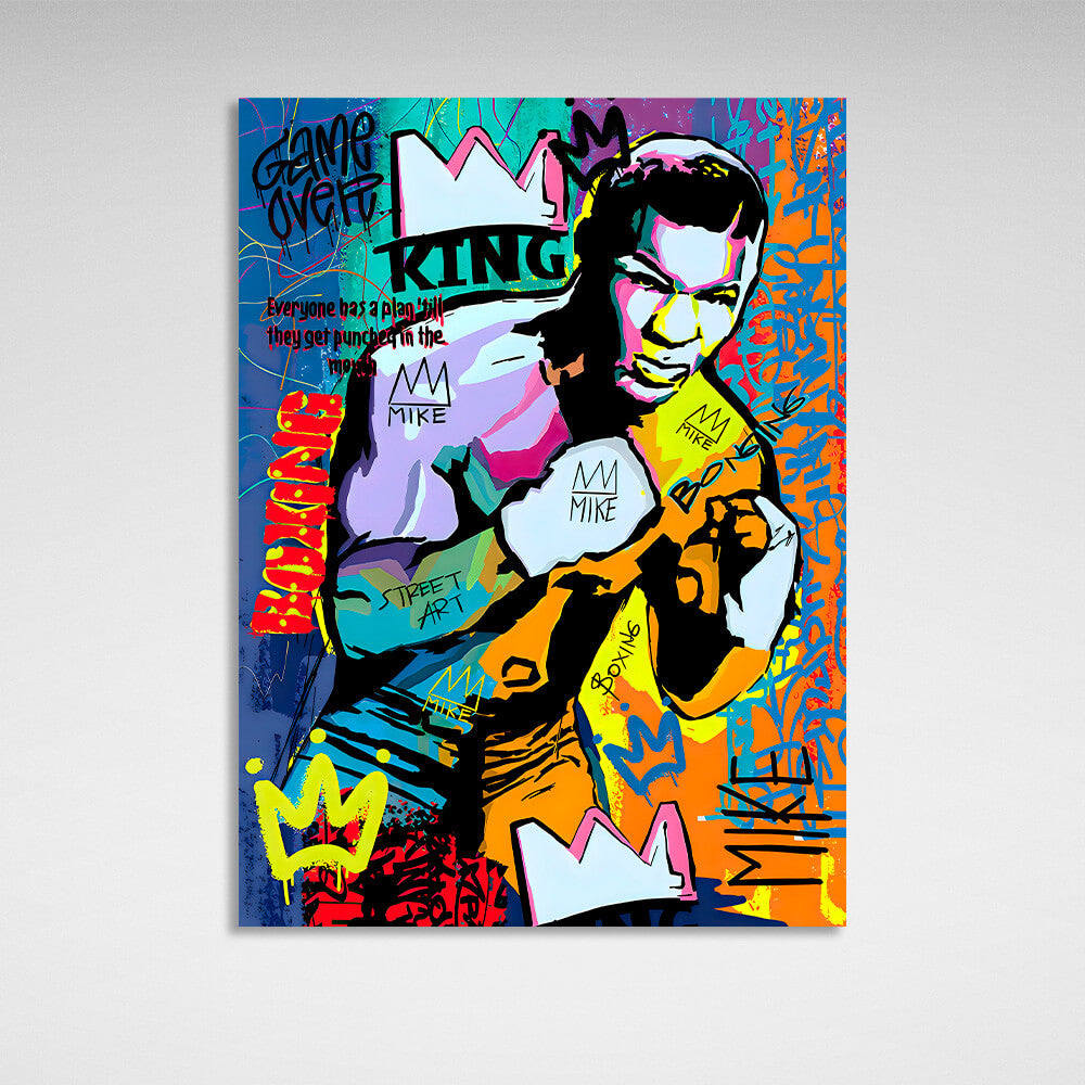 Graffiti-style boxer Mike Tyson Canvas Wall Art Print