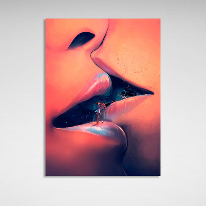 Kiss Canvas Wall Art Print For Bedroom