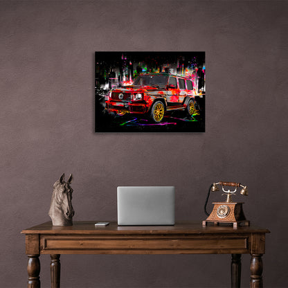 Mercedes G class car on the background of the night city Canvas Wall Art Print