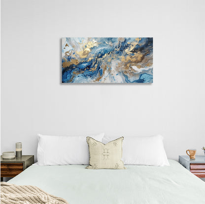 Abstraction divorces blue with gold Abstraction Canvas Wall Art Print